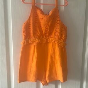 Cupcakes & Cashmere Orange Jumpsuit with Eyelet Detail